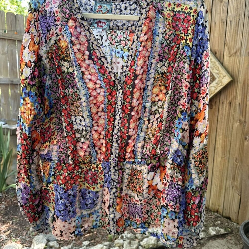 Johnny Was Bohemian floral blouse.